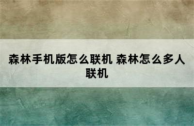 森林手机版怎么联机 森林怎么多人联机